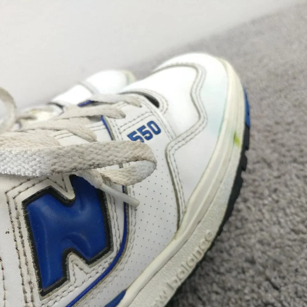 New Balance 550 Mens Size 7 Shoes Low Top White Blue Leather Lace Up Athletic